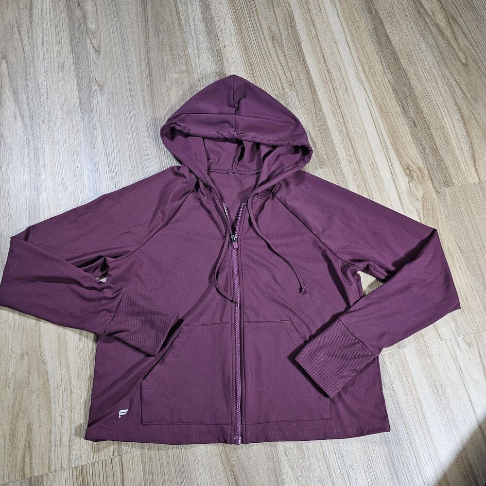 Fabletics‎ Oasis Full Zip Cropped Hoodie Burgundy Size Large